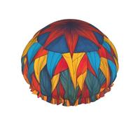 Cuffia da doccia riutilizzabile con stampa a stelle colorate per le cuffie da doccia da donna con elastico a doppio strato per bagno lungo dei capelli