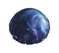 Cuffia da doccia riutilizzabile con stampa del sistema solare per le donne cuffie da doccia con elastico a doppio strato per bagno lungo dei capelli