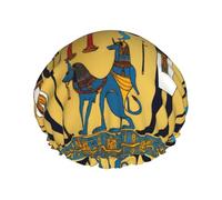 Cuffia da doccia riutilizzabile con stampa della tribù dell'antico Egitto per le donne Cuffia da doccia con elastico a doppio strato per il bagno dei capelli lunghi