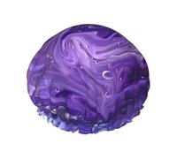 Cuffia da doccia riutilizzabile con stampa di amore viola per le donne cuffie da doccia con elastico a doppio strato per il bagno dei capelli lunghi