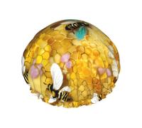 Cuffia da doccia riutilizzabile con stampa di api volanti per le donne cuffie da doccia con elastico a doppio strato per bagno lungo dei