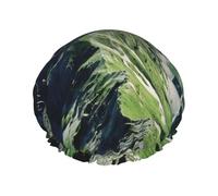 Cuffia da doccia riutilizzabile con stampa di cielo soleggiato montagna per donne cuffie da doccia con elastico a doppio strato per bagno capelli lunghi