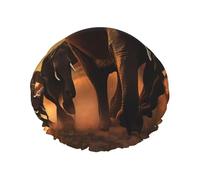 Cuffia da doccia riutilizzabile con stampa di elefanti della natura per le donne cuffie da doccia con elastico a doppio strato per il bagno dei capelli lunghi