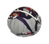 Cuffia da doccia riutilizzabile con stampa di football americano per le donne cuffie da doccia con elastico a doppio strato per il bagno dei capelli lunghi