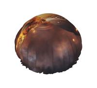 Cuffia da doccia riutilizzabile con stampa di Giove Saturno del sistema solare, elegante, cuffia da doccia da donna, grande, per trecce e capelli lunghi