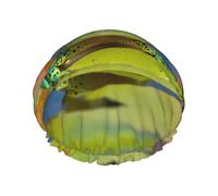 Cuffia da doccia riutilizzabile con stampa di rana carina per le donne cuffie da doccia con elastico a doppio strato per bagno a capelli lunghi