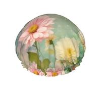 Cuffia da doccia riutilizzabile con stampa floreale e margherite per le donne cuffie da doccia con elastico a doppio strato per capelli lunghi