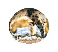 Cuffia da doccia riutilizzabile con stampa leopardata per le donne cuffie da doccia con elastico a doppio strato per bagno lungo dei capelli