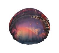 Cuffia da doccia riutilizzabile con stampa paesaggistica del Monte Fuji Giappone per donne, cuffia per capelli a doppio strato, cuffia per capelli per adulti per tutti i capelli