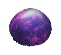 Cuffia da doccia riutilizzabile con stampa viola cielo per le donne cuffie da doccia con elastico a doppio strato per bagno capelli lunghi