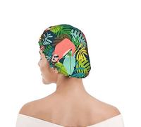 Cuffia da doccia riutilizzabile Cuffia da doccia con palmo di bradipo per donna Cappello da bagno impermeabile per capelli Cuffia da bagno per capelli elastici Doppio cappello da doccia impermeabile