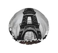 Cuffia da doccia riutilizzabile da donna, a doppio strato, impermeabile, per il trattamento dei capelli, motivo: Torre Eiffel