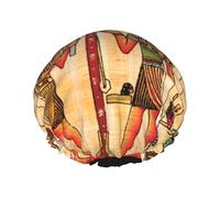 Cuffia da doccia riutilizzabile da donna Cappello da bagno per capelli con fascia elastica impermeabile, antico-egiziano-retrò, con orlo elasticizzato