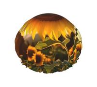 Cuffia da doccia riutilizzabile da donna, impermeabile, a doppio strato, bella cuffia da doccia con girasole, per saloni spa, grandi dimensioni per tutte le lunghezze di capelli