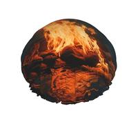 Cuffia da doccia riutilizzabile da donna, impermeabile, a doppio strato, cappello da doccia Fire by the Sea per saloni termali, grandi dimensioni per tutte le lunghezze di capelli