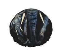 Cuffia da doccia riutilizzabile da donna, impermeabile, a doppio strato, con due elefanti, cuffia da doccia per donne, spa e salone, di grandi dimensioni, per tutte le lunghezze di capelli