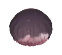 Cuffia da doccia riutilizzabile da donna, impermeabile, a doppio strato, con luna e stelle, per saloni spa, grandi dimensioni per tutte le lunghezze di capelli