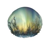 Cuffia da doccia riutilizzabile da donna, impermeabile, a doppio strato, cuffia per capelli da bagno, cuffia da doccia Aurora per donne, salone spa, grandi dimensioni per tutte le lunghezze di capelli