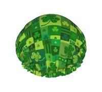 Cuffia da doccia riutilizzabile da donna St.Patrick-Day-Green-Colors DoubleCappello da bagno con fascia elastica impermeabile Cappello per capelli con orlo elasticizzato