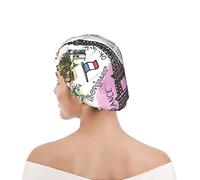 Cuffia da doccia riutilizzabile Francia Parigi Torri Eiffel Cuffie da doccia Bonjuor per donna Cappello da bagno impermeabile per capelli Cuffia da bagno per capelli elastici Doppio impermeabileCapp