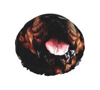 Cuffia da doccia riutilizzabile per donne e uomini, grande, impermeabile, lavabile, alla moda, con rottweiler, per cani, fascia elastica, a doppio strato, per capelli lunghi, trecce