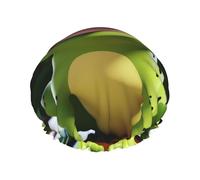 Cuffia da doccia riutilizzabile per donne e uomini, grande, impermeabile, lavabile, graziosa cuffia per capelli a forma di rana, fascia elastica a doppio strato, per capelli lunghi, trecce