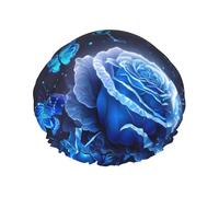 Cuffia da doccia, rosa blu, farfalla, bella cuffia da doccia da donna, riutilizzabile, impermeabile, per doccia, fascia elastica a doppio strato, tappi da bagno per capelli lunghi