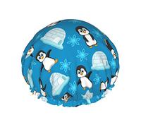 Cuffia da doccia Simpatico pinguino con fiocco di neve Cuffia da bagno Cuffia per capelli impermeabile Cuffia da doccia leggera a doppio strato per donna Uomo Bambini Adolescenti