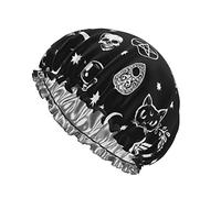 Cuffia da doccia Skull And Karma Cuffia da bagno riutilizzabile per donna Protezione dei capelli Cuffia per capelli morbida con fodera in PEVA e fascia elastica Cuffia da bagno per capelli alla moda
