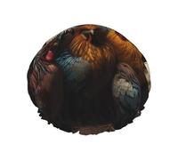 Cuffia da doccia stampata a portafoglio della famiglia di gallo, riutilizzabile, appositamente progettata per i capelli lunghi delle donne, struttura a doppio strato, adatta per il bagno.