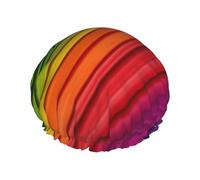 Cuffia da doccia stampata a strisce di colore arcobaleno per le donne a doppio strato impermeabile cappello da bagno riutilizzabile tappi da bagno elastici protezione dei capelli da donna spa salone