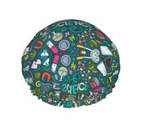 Cuffia da doccia stampata a tema scienza del fumetto, copertura dei capelli a doppio strato per il bagno, copricapo riutilizzabile per capelli lunghi