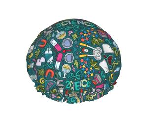 Cuffia da doccia stampata a tema scienza del fumetto, copertura dei capelli a doppio strato per il bagno, copricapo riutilizzabile per capelli lunghi