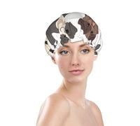 Cuffia da doccia stampata cane cucciolo carino cuffia da bagno riutilizzabile impermeabile per le donne capelli doppio strato elastico cappello doccia protezione dei capelli