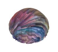 Cuffia da doccia stampata colorata da sogno, copertura per capelli a doppio strato per il bagno, copricapo riutilizzabile per capelli lunghi