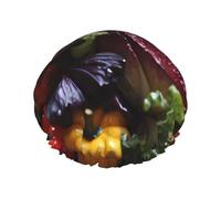 Cuffia da doccia stampata con cavolo fresco, riutilizzabile, appositamente progettata per i capelli lunghi delle donne, struttura a doppio strato, adatta per il bagno.