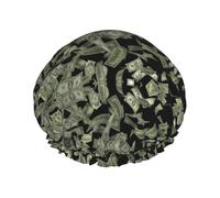 Cuffia da doccia stampata con denaro del segno del dollaro, copertura dei capelli di doppio strato per il bagno, copricapo riutilizzabile per capelli lunghi