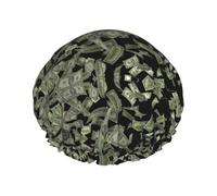 Cuffia da doccia stampata con denaro del segno del dollaro, copertura dei capelli di doppio strato per il bagno, copricapo riutilizzabile per capelli lunghi