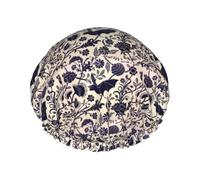 Cuffia da doccia stampata con motivo pipistrello, copertura per capelli a doppio strato per il bagno, copricapo riutilizzabile per capelli lunghi