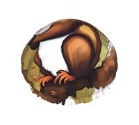 Cuffia da doccia stampata scoiattolo mangiatore di noci per uomo e donna, riutilizzabile, doppio strato, impermeabile, resistente, traspirante