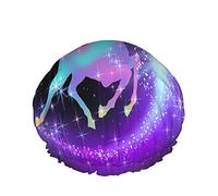 Cuffia da doccia unicorno Cavallo Astratto AnimaleUniverso Stelle Volare Cometa Sogno magico Grandi cuffie da doccia Riutilizzabili Doppio strato Doccia Capelli Cuffia da bagno Elegante cuffia per c