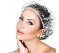 Cuffia da doccia usa e getta, 100 pezzi, multiuso, spessa, elastica, in plastica, impermeabile, trasparente, da donna, per spa, uso domestico, hotel e parrucchiere, portatile da viaggio