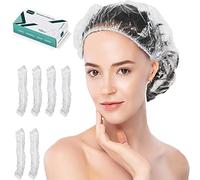 Cuffia da doccia usa e getta, 100 tappi da doccia in plastica impermeabile Tobvory per donne e uomini per capelli - tappi da doccia extra elastici grandi per bagno, trattamento dei capelli,