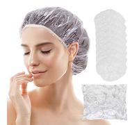 Cuffia da doccia usa e getta, in plastica trasparente impermeabile, per il bagno, la colorazione dei capelli e la cura del viso, 100 pezzi
