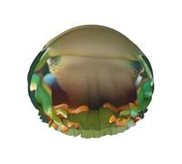 Cuffia da doccia verde divertente a forma di rana, da donna, a doppio strato, spessa, riutilizzabile, impermeabile, con fascia elastica, cappello da doccia lavabile, per uomini e donne, salone spa