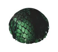 Cuffia da doccia verde in pelle di serpente da donna, a doppio strato, spessa, riutilizzabile, impermeabile, con fascia elastica, cappello da doccia lavabile, per uomini e donne, salone spa