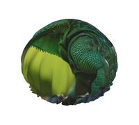 Cuffia da doccia verde lucertola da donna, a doppio strato, spessa, riutilizzabile, impermeabile, con fascia elastica, cappello da doccia lavabile, per uomini e donne, salone spa