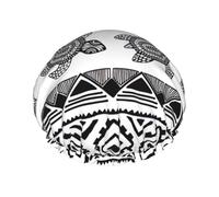 Cuffia da doccia versatile con stampa etnica tartaruga a righe per donne e uomini, riutilizzabile, leggera, morbida cuffia per capelli da bagno