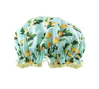 Cuffia da doccia Vintage Cosmetic Company Lemon Print, leggera ed elastica, mantiene i capelli asciutti e senza effetto crespo, cuffia da doccia riutilizzabile, stampa limone