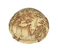 Cuffia da doccia vintage Treasure Map per donne e uomini, regolabile, riutilizzabile, a doppio strato, impermeabile, fodera in EVA, fascia elastica per capelli per tutte le lunghezze